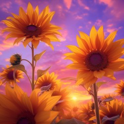 Sunrise Blooms – Sunflowers in the Morning Light Print