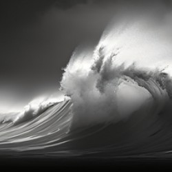 Silver Breaker – Black & White Ocean Wave Print