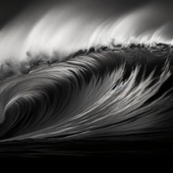 Tempest Curve – Black & White Ocean Wave Print
