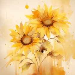 Sunlit Petals – Watercolor Sunflower Art Print