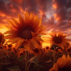 Blaze of Blooms – Dramatic Sunflower Sunset Print