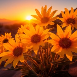 Sunset Sunflowers – Golden Hour Botanical Art Print