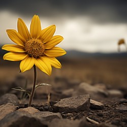 Golden Resolve – Sunflower in Sepia Field Print