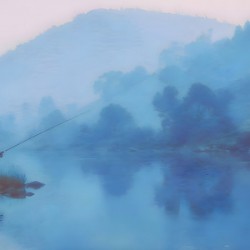 Morning Stillness – Misty Lake Fishing Print