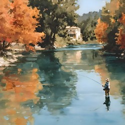 Autumn Drift - River Fly Fishing Print