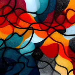 Stained-Glass Sunset – Mosaic Geometry Art Print