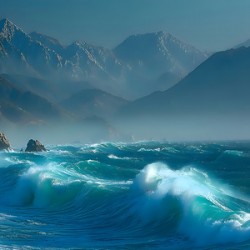 Sapphire Break – Crashing Ocean Wave Art Print