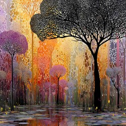Lilywood Twilight – Mosaic Forest Reflection Print