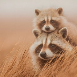 Golden Field – Raccoon Duo Print