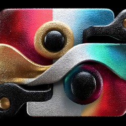 Gold & Blue Loops – Modern Abstract Wall Art Print