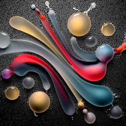 Rainbow Ribbon Rush – Night Glow Abstract Print