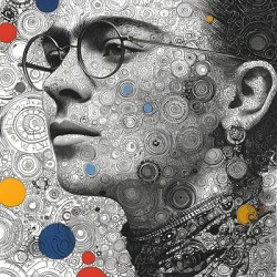 Orbital Intellect – Bauhaus Linework Portrait Print