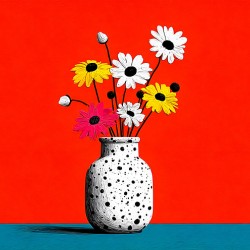 Polka Bloom – Retro Daisy Vase Print