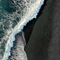Black Sand Surge – Dramatic Aerial Beach Print