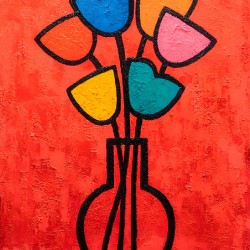 Tulip Pop – Retro Floral Outline Print