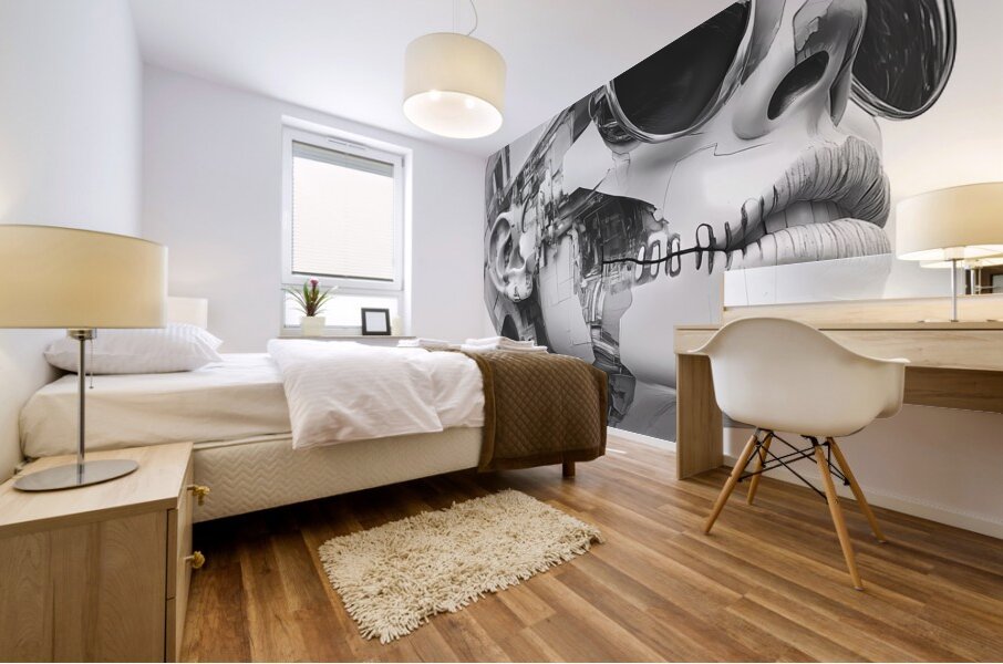 Echoes of Escher - Surreal Skull Line Art Prints Mural print