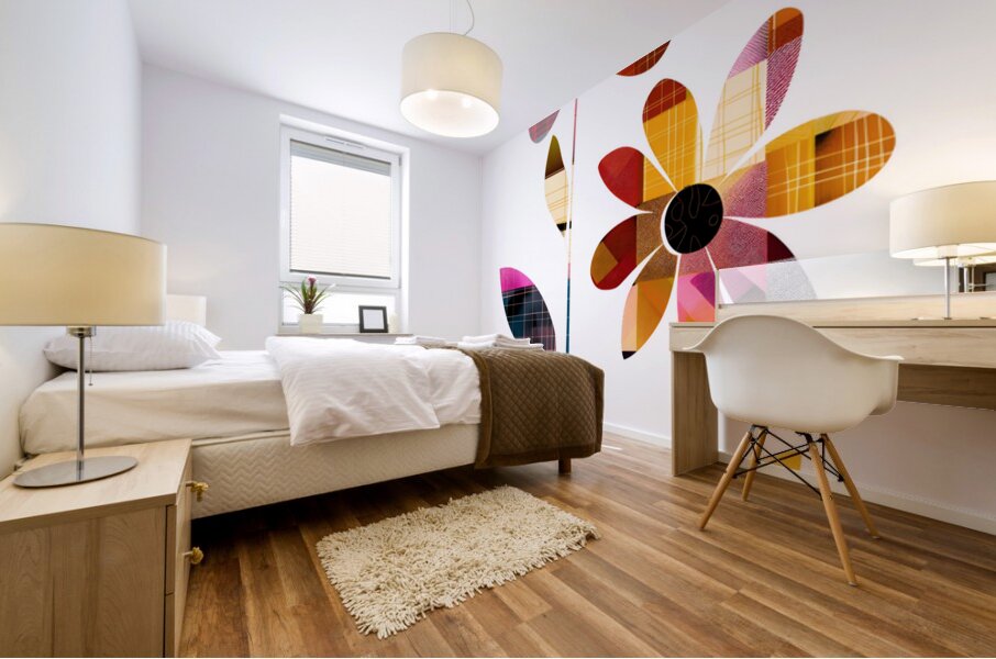 Plaid Botanica 24 - Modern Retro Floral Art Prints Mural print