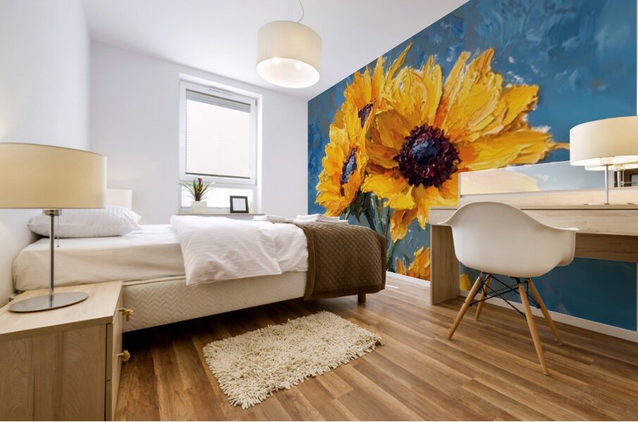 Ciel Baigne De Soleil - Sun-Kissed Sky - Sunflower Portrait Art Prints Mural print