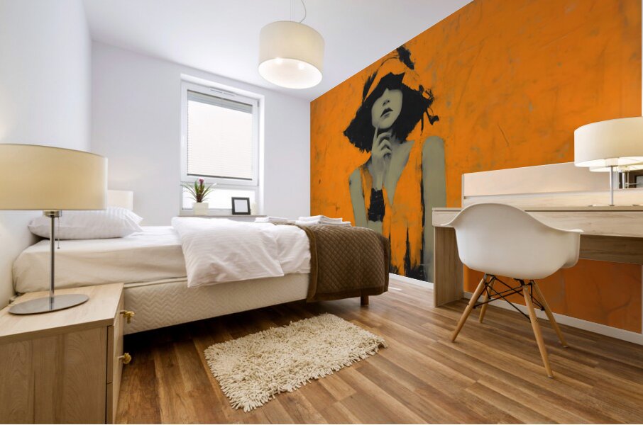 In the Orange Shadow – Vintage Fashion Art Print Mural print