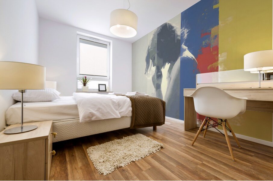 Abstract Portrait in Primary Hues – Women’s Portrait Art Print Mural print