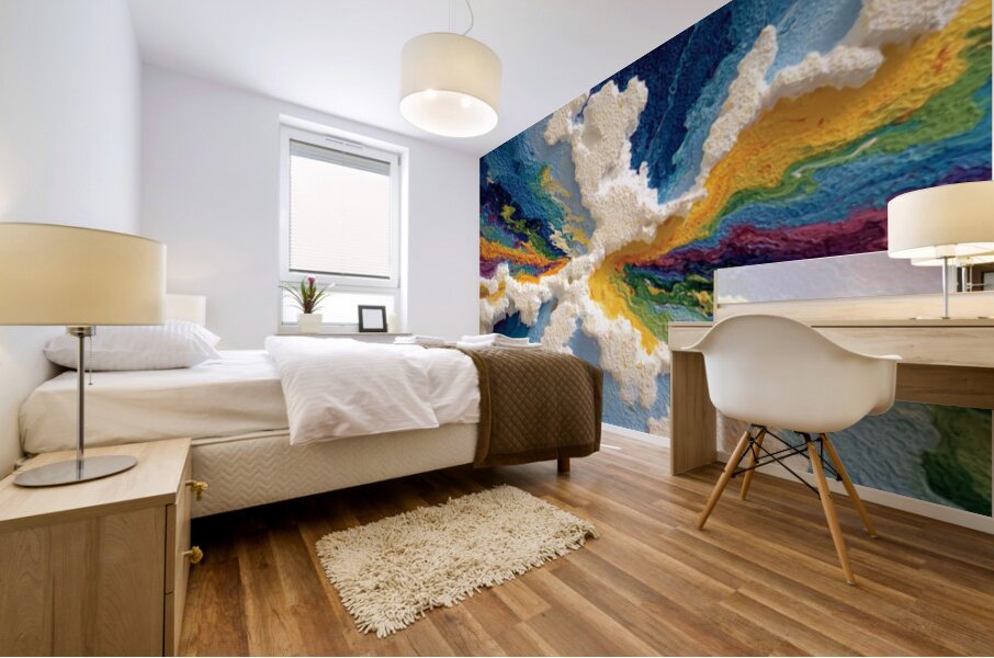 Spectrum Cloudburst – Textured Impasto Abstract Print Mural print