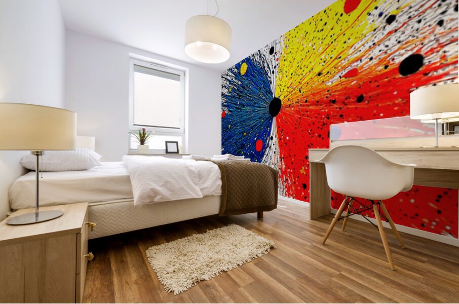 Primary Collision – Modern Abstract Splatter Print Mural print