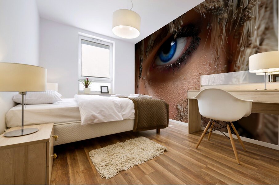 Blue Resolve – Warrior Portrait Art Print Mural print