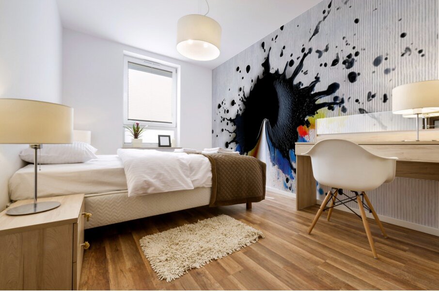 Impact Point – Monochrome Burst with Royal Accents Print Mural print