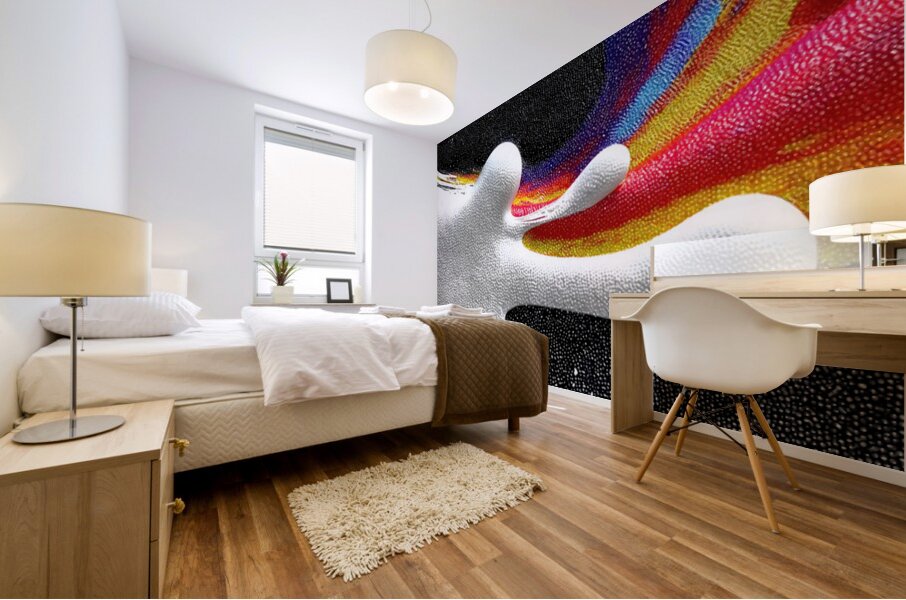 Chromatic Surge – White Splash Abstract Art Print Mural print