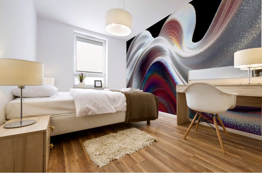 Silver Serpentine – Minimal Monochrome Curve Print Mural print