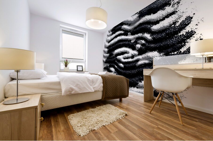 Granular Echo – Tactile Monochrome Orb Print Mural print