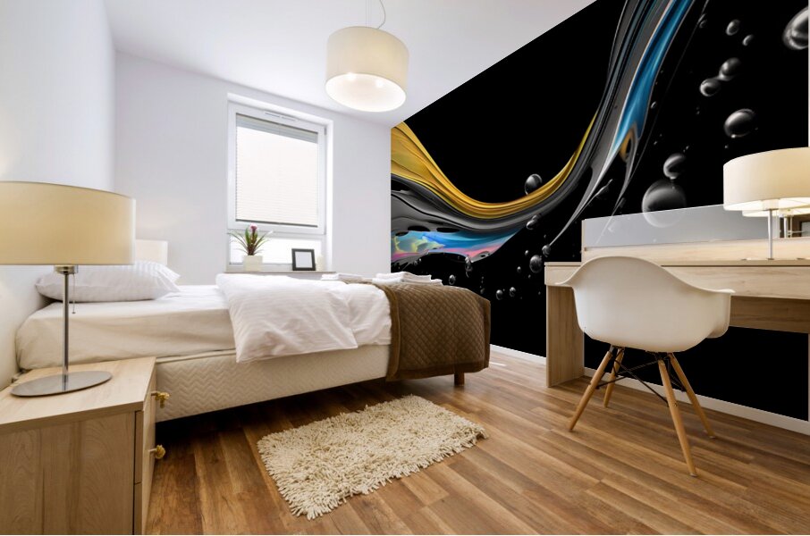 Night Tide – Gold Current Abstract Print Mural print