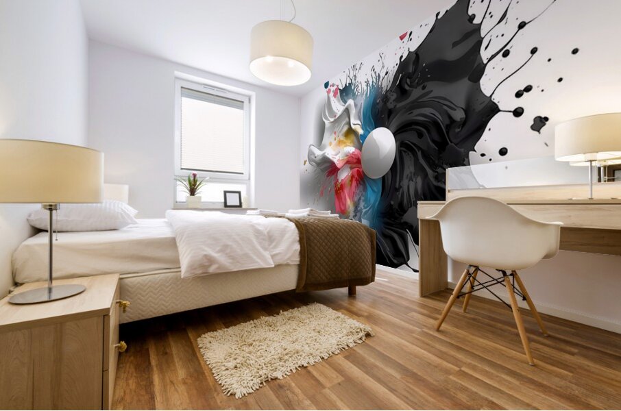 Contrast Singularity – High-Impact Paint Splash Abstract Mural print