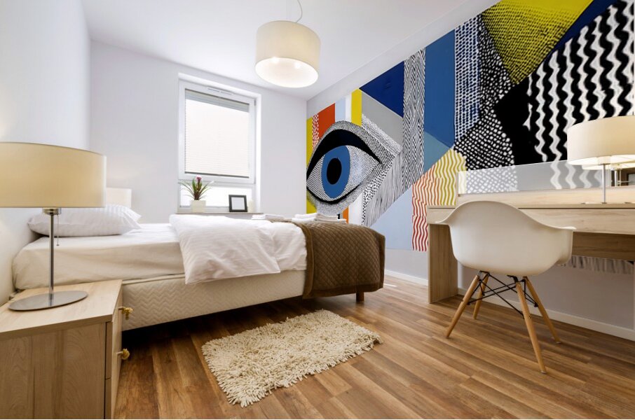 Blue-Eyed Geometry – Modern Surreal Eye Print Mural print
