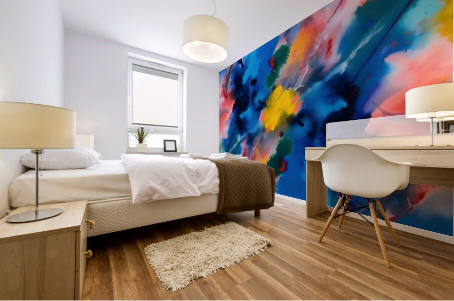 Prismatic Mist – Watercolor Cloud Abstract Print Mural print