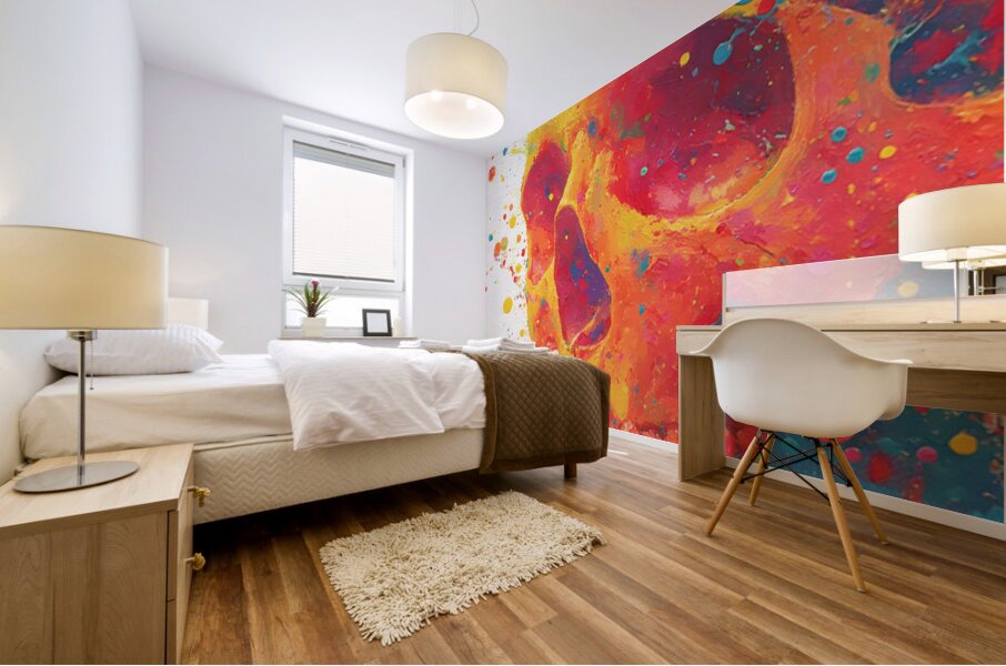 Neon Rebirth – Splatter Skull Canvas Mural print