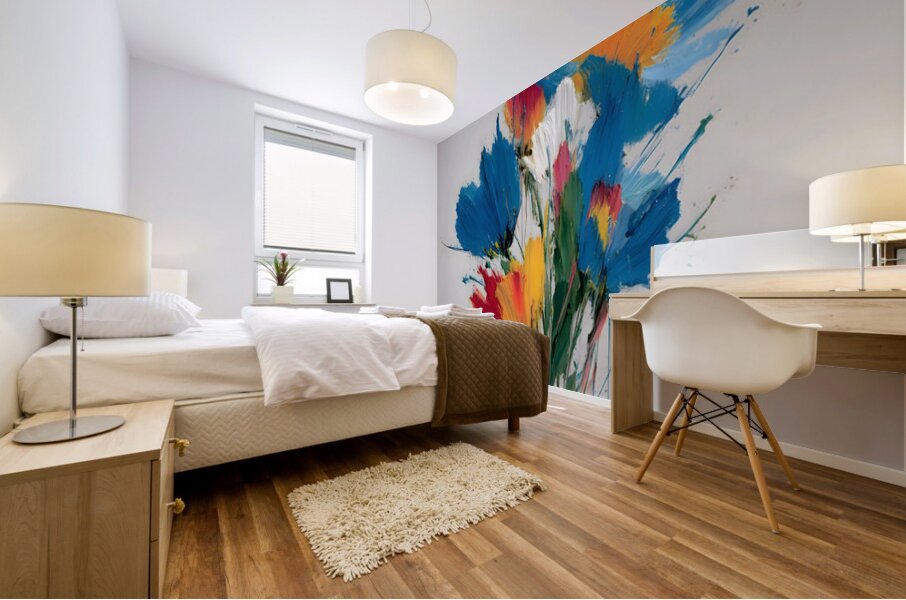 Primary Bloom – Abstract Floral Energy Print Mural print