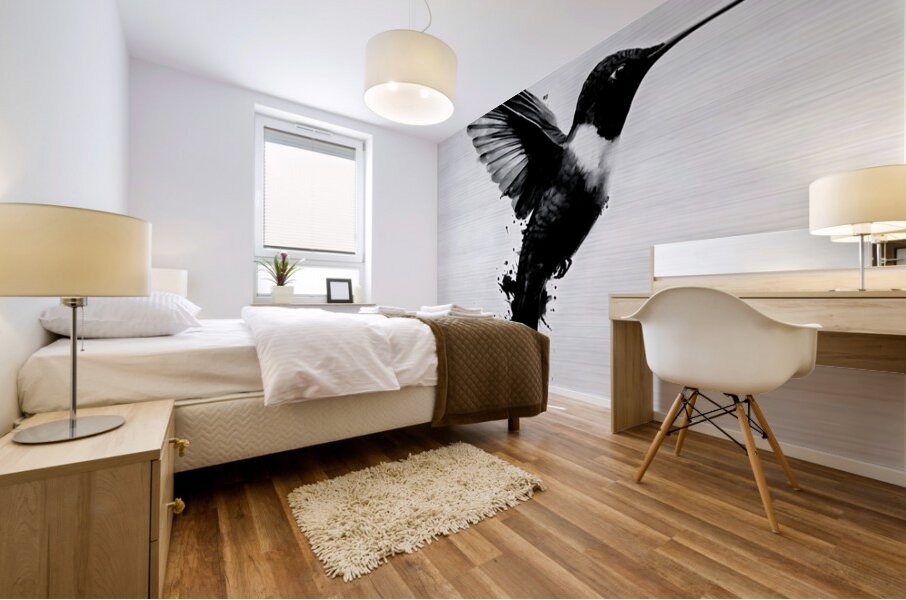 Inkflight – Monochrome Hummingbird Print Mural print