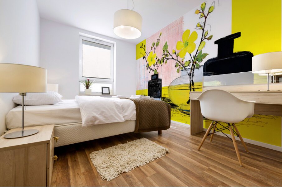 Lemonlight Botanicals – Mid-Century Floral Still Life Print Mural print