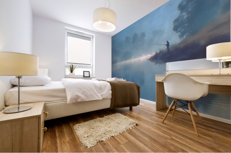 Quiet Cast – Mountain River Fishing Print Mural print