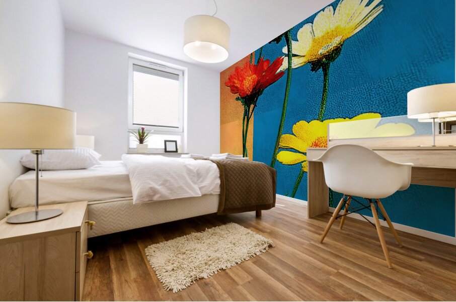 Rainbow Bloom – Color Block Daisy Print Mural print