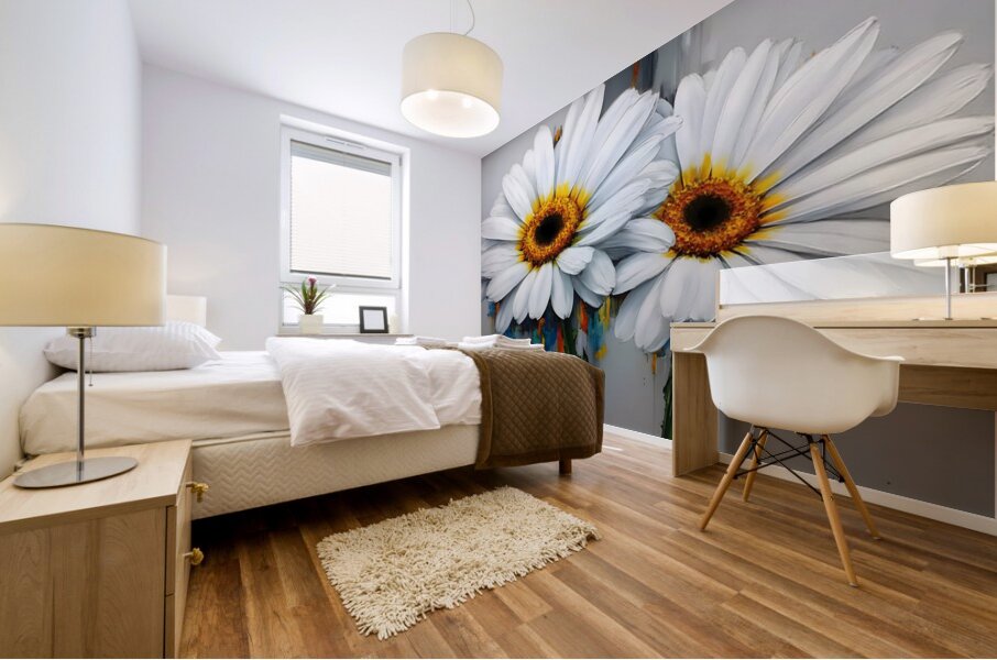 Dripping Daisies – Melting Floral Art Print Mural print