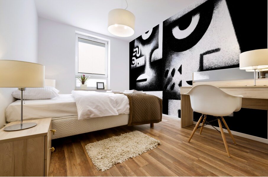 Aztec Sun God – Tribal Mask Art Print Mural print