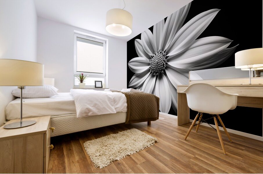 Echo in Silence – Monochrome Bloom Print Mural print