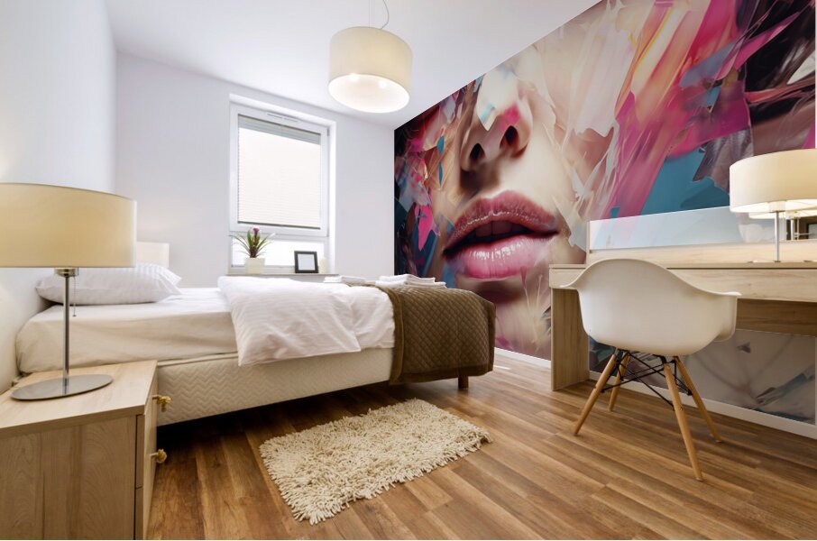 Fractured Grace – Abstract Portrait in Color Print Mural print