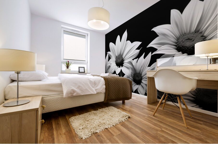 Eternal Bloom – Monochrome Sunflower Field Print Mural print