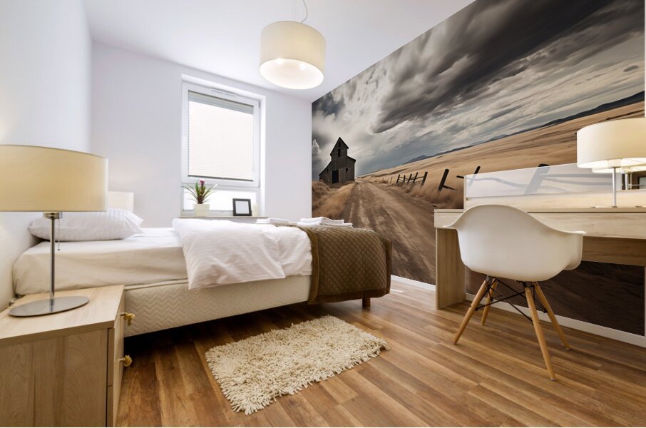 The Long Road Home – Sepia Countryside Landscape Print Mural print