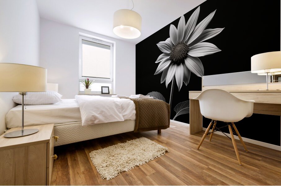 Quiet Majesty – Monochrome Sunflower Study Print Mural print