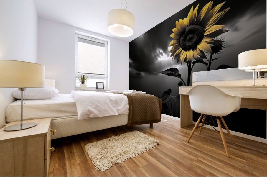 Hope in Bloom – Selective Color Sunflower Print Mural print