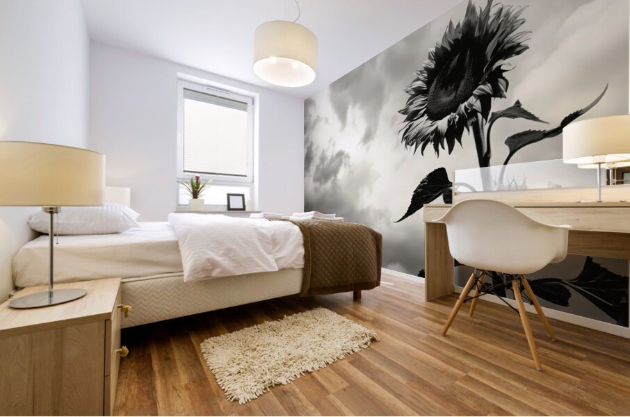 Stormwatch – Sunflower Under Clouded Sky Print Mural print